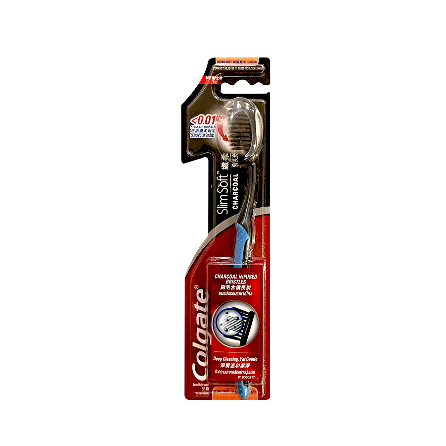 COLGATE TOOTH BRUSH SLIM SOFT CHARCOAL 12/CS