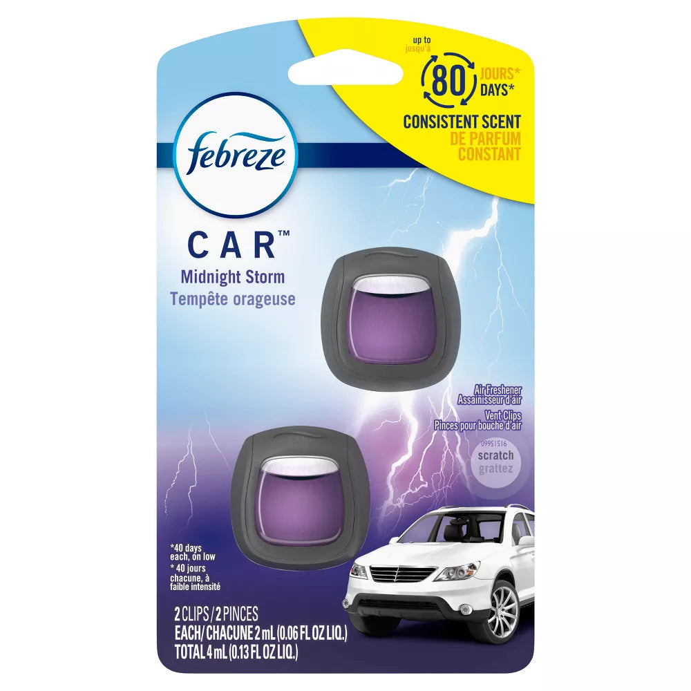 FEBREZE 1CT CAR VENTS MID NIGHT STORM 8/CS