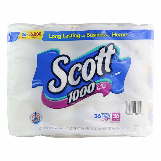 SCOTT BATH TISSUE 1000 SHEETS 36 ROLLS