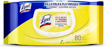 LYSOL 80CT FLAT PACK WIPES LEMON & LIME BLOSSOM  SCENT 6/CS