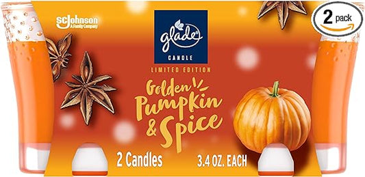 GLADE CANDLE 3.4OZ 2PK SINGLE WICK PUMPKIN LATTE 3/CS