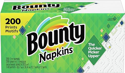 BOUNTY 200CT QUILTED PAPER NAPKINS 4/CS (WHITE)