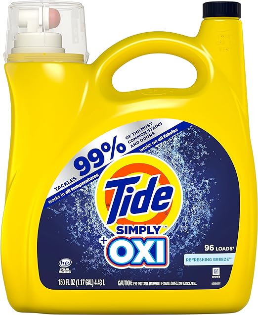 TIDE 150OZ LIQUID LAUNDRY DETERGENT SIMPLY + OXI REFRESHING BREEZE 4/CS