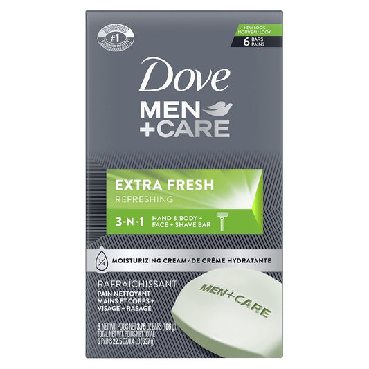 DOVE SOAP 3.75OZ MEN + CARE 6PK EXTRA FRESH 12/CS