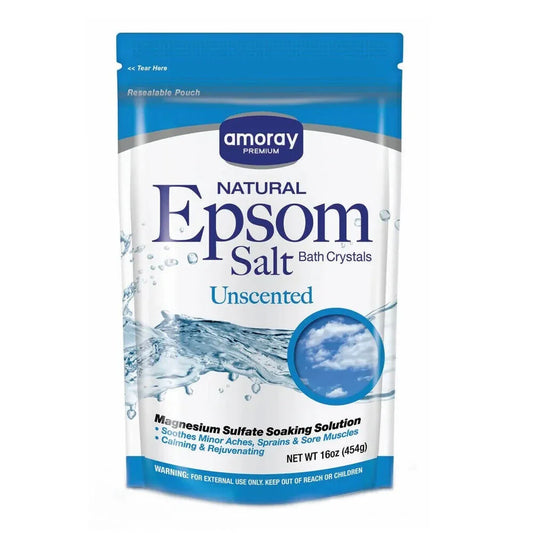 AMORAY 16OZ EPSOM SALT BAG UNSCENTED 12/CS