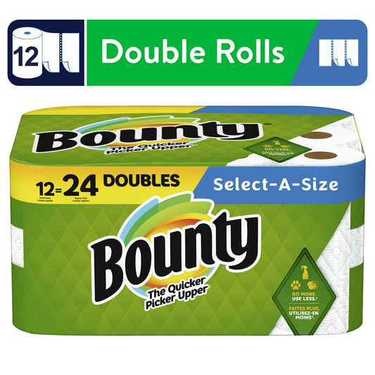 BOUNTY PAPER TOWEL SELECT-A-SIZE 12=24 ROLLS (12PK)