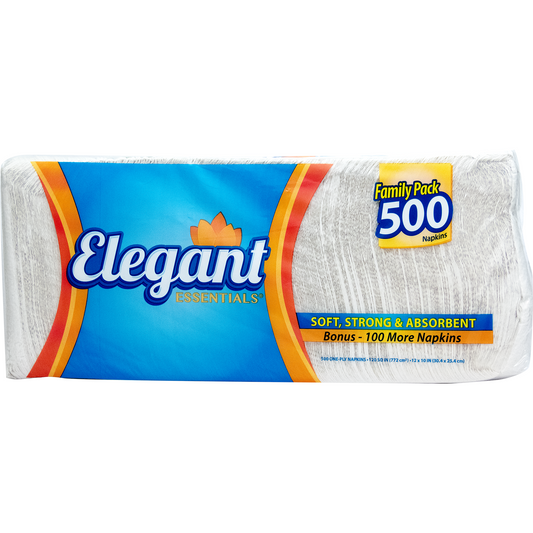 ELEGANT ESSENTIALS 500CT 1PLY NAPKINS 12/CS