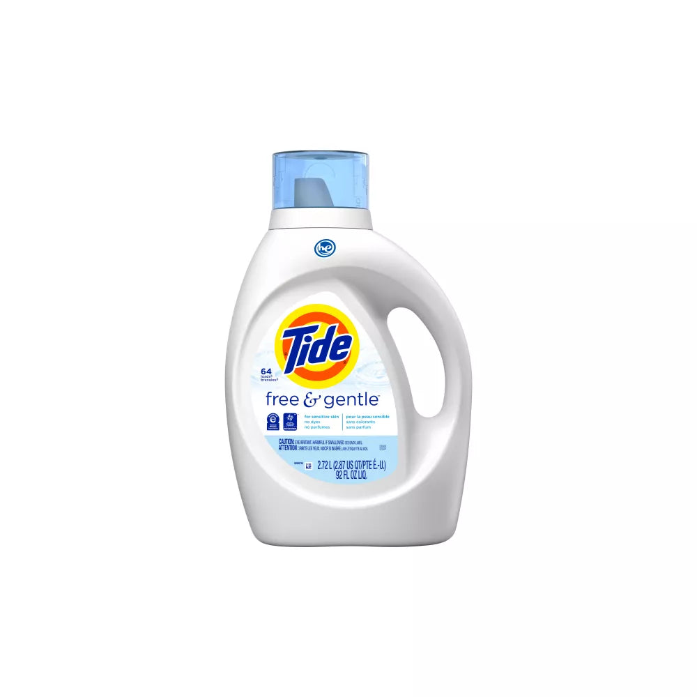 TIDE 92OZ LIQUID LAUNDRY DETERGENT FREE & GENTLE HE 4/CS