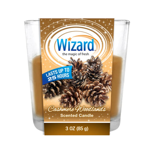 WIZARD 3OZ SCENTED CANDLES CASHMERE WOODLANDS 12/CS