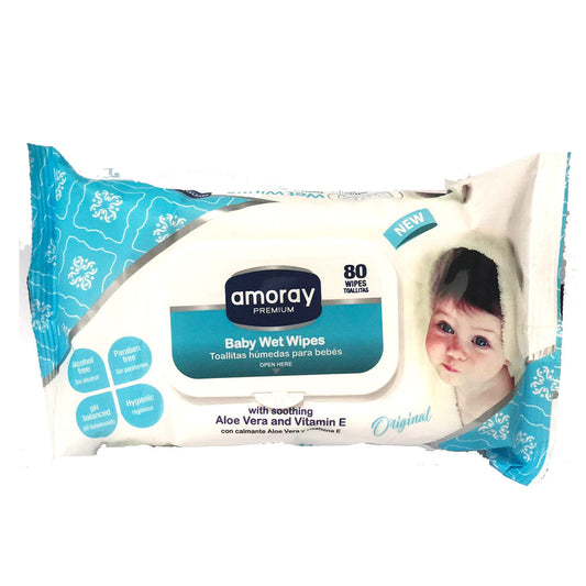 AMORAY 80CT BABY WET WIPES ORIGINAL 24/CS