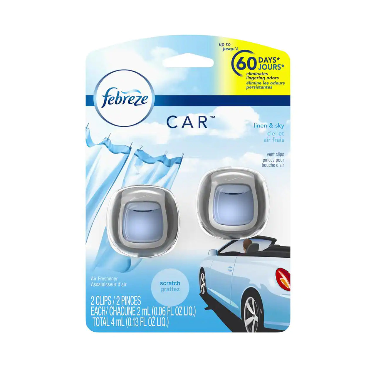 FEBREZE 1CT CAR VENT CLIPS LINEN & SKY 8/CS